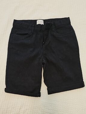 Girls Black Rolled Cuff Shorts